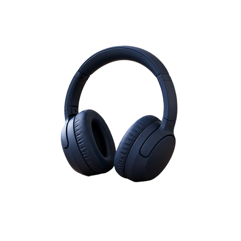 Navy headphones with a transparent background